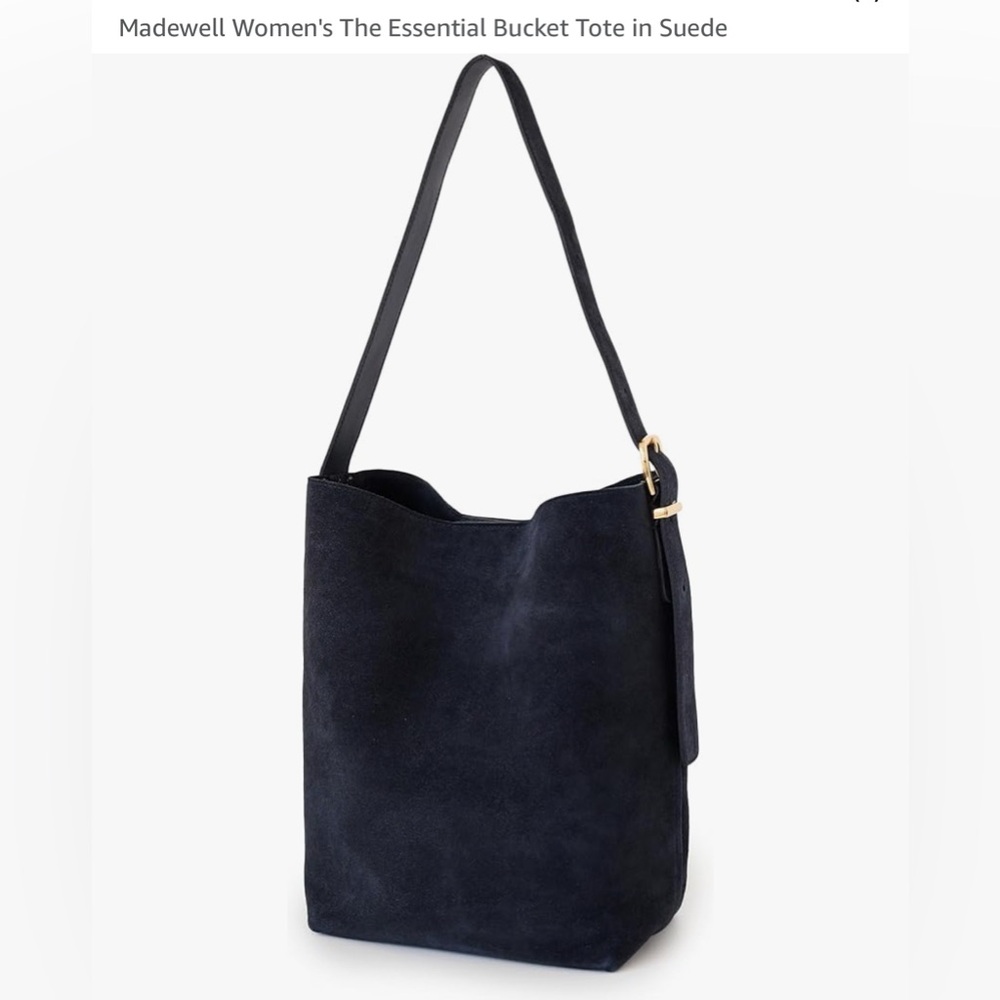 Madewell Essential Bucket Tote Suede Deep Indigo